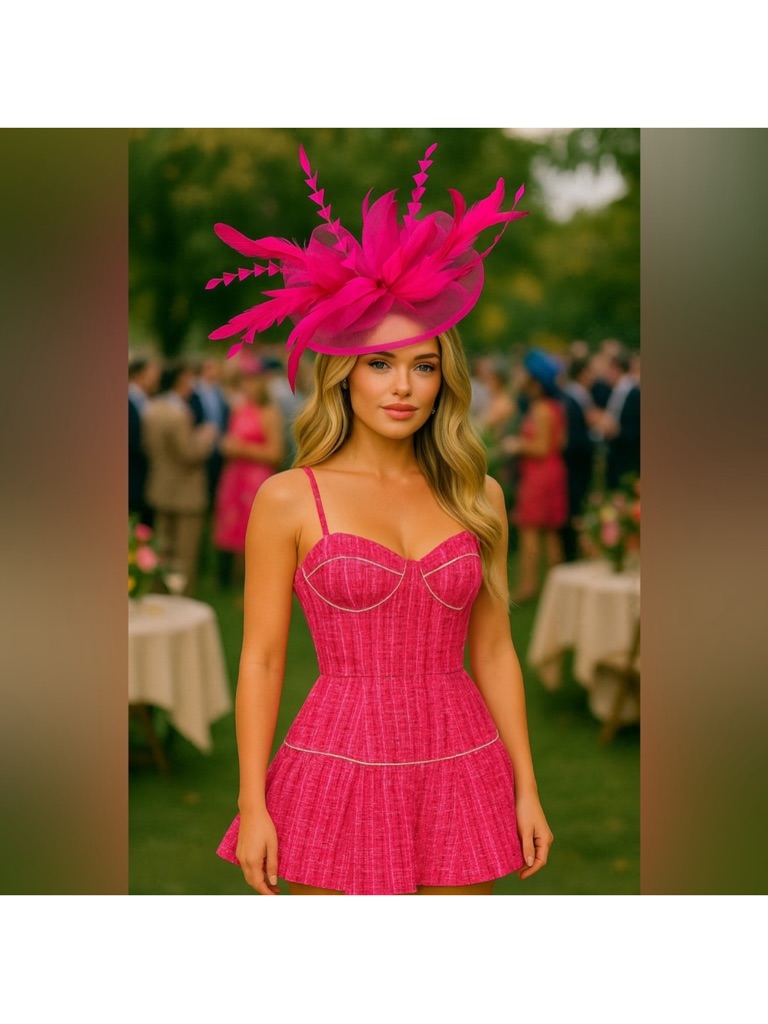 Kentucky Derby Hat Fascinator Oaks Vibrant Feather Tea Statement Headwear New